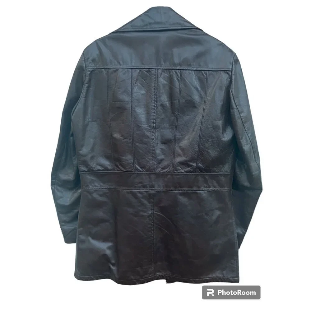 Vintage Leather Jacket L Removable Lining Faux Fur Disco Hippie Hipster 70s